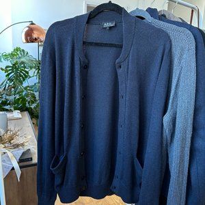 APC Wool Navy Cardigan